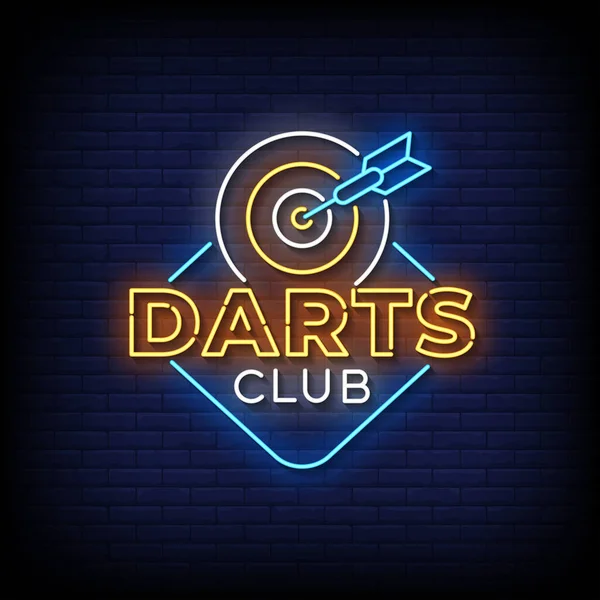 Darts Club Neon Billboard Sign Illustration — Image vectorielle