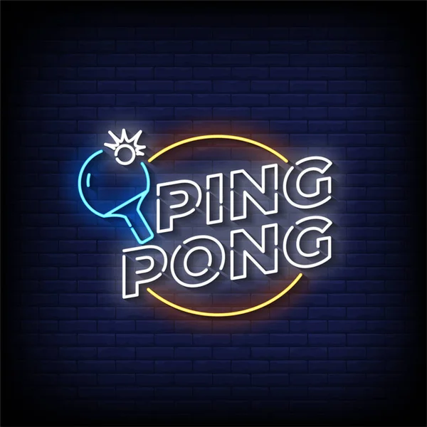 Neon Icoon Van Ping Pong — Stockvector