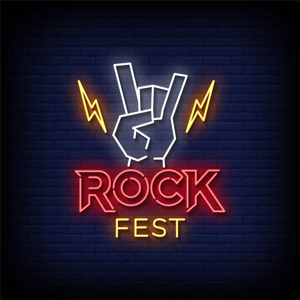 Neonová Ikona Rockového Festivalu — Stockový vektor