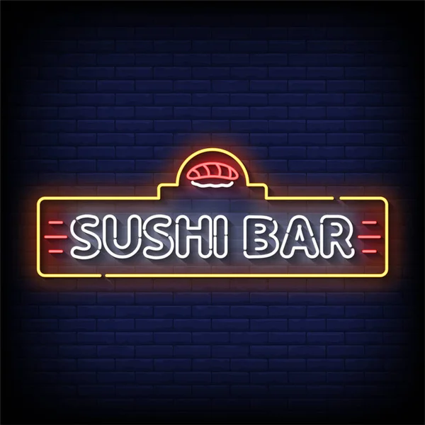 Neon Ikon Sushi Bár — Stock Vector