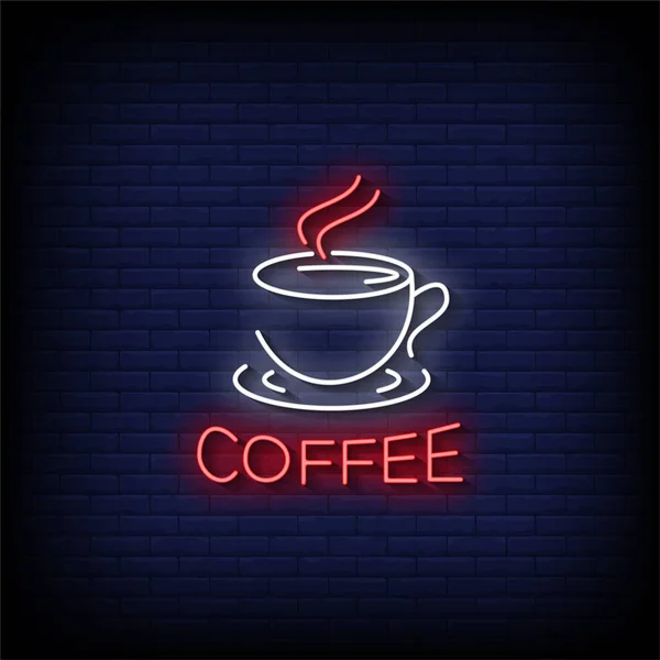 Neonová Ikona Kávy — Stockový vektor