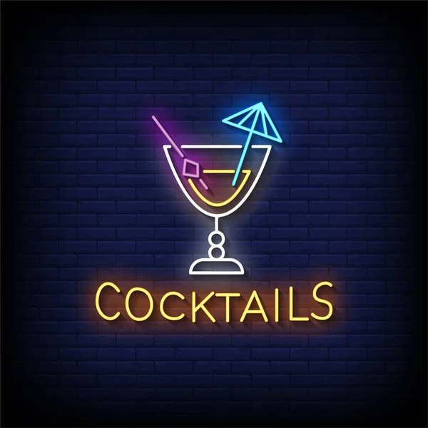 Icône Néon Cocktails — Image vectorielle