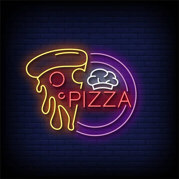 Neon Icon Pizza — Stock Vector