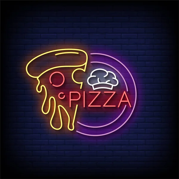 Icono Neón Pizza — Archivo Imágenes Vectoriales