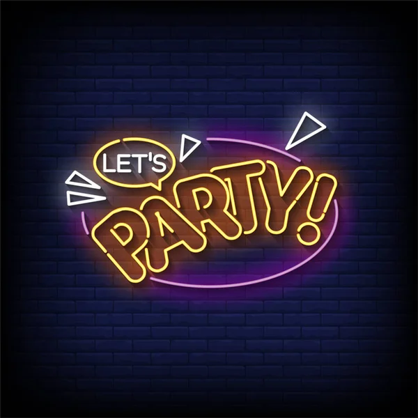 Neon Icon Lets Party — Stock Vector