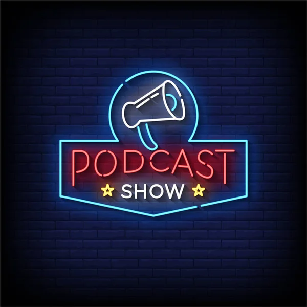 Neon Icon Podcast Show — Stock Vector