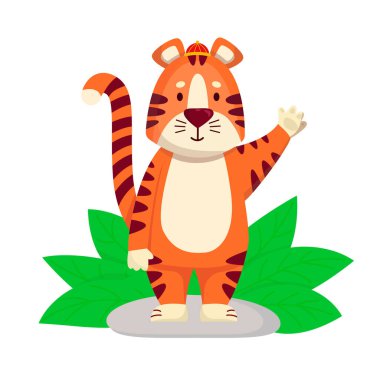 Çin kaplanı pençesini sallıyor ve gülümsüyor, sembol 2022