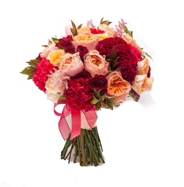 Beyaz arka plan üzerinde renkli düğün buketi