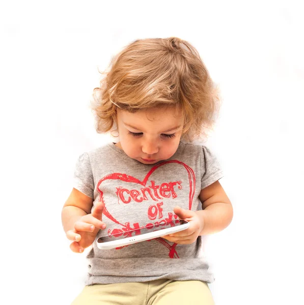 küçük kız Smartphone ile oynamak