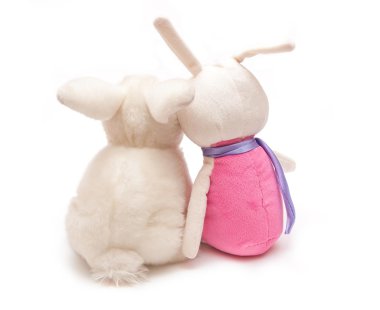 iki beyaz zemin üzerine öpüşme bunnies oyuncak