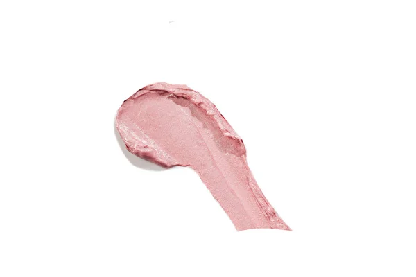 Pink Peach Red Lipstick Swatch White Background Copy Space Lipgloss — Zdjęcie stockowe
