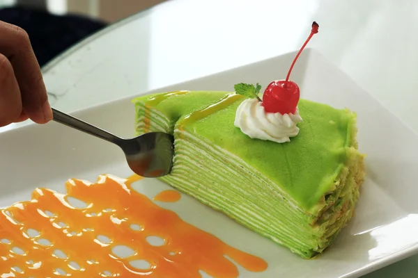 Pastel de Crepe Pandan — Foto de Stock