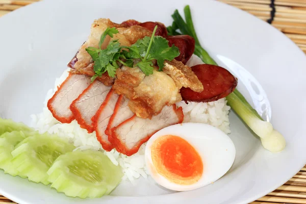 Rice with roasted pork — Stock Photo, Image