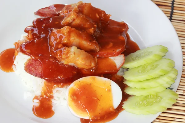 Rice with bbq pork — Stock Photo, Image