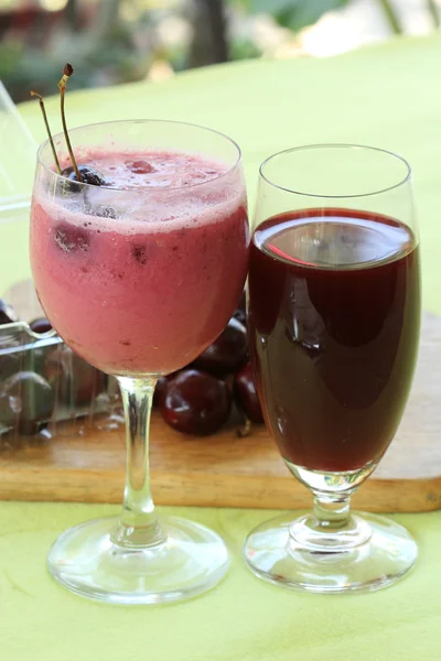 Cherry Milkshake and cherry juice — Stock Photo, Image