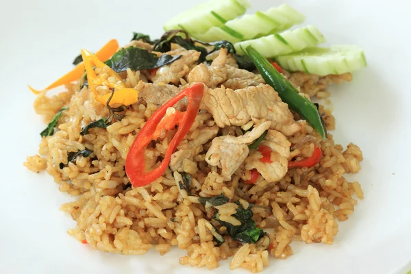 Stir Fried rice with basil, chili and pork — Stock Photo, Image