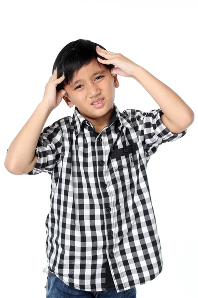 Little Asian  boy having a headache — Stock Photo, Image