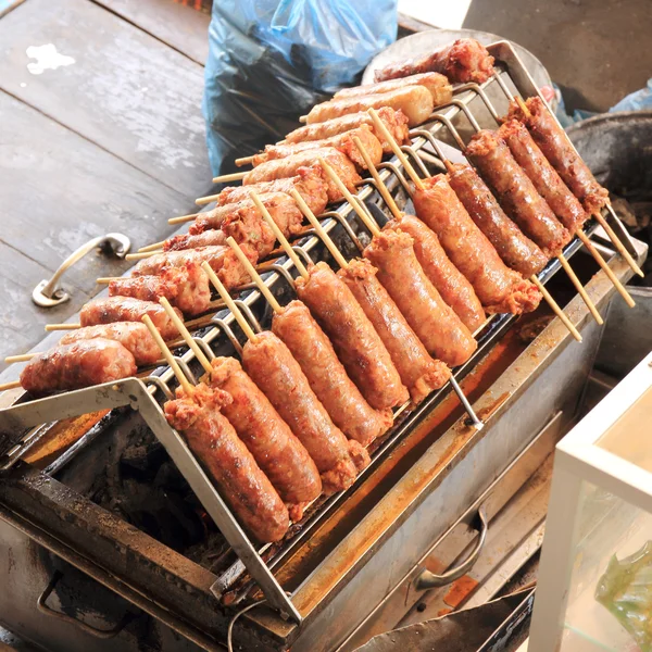 Grills fresh sausages — Stock Photo, Image