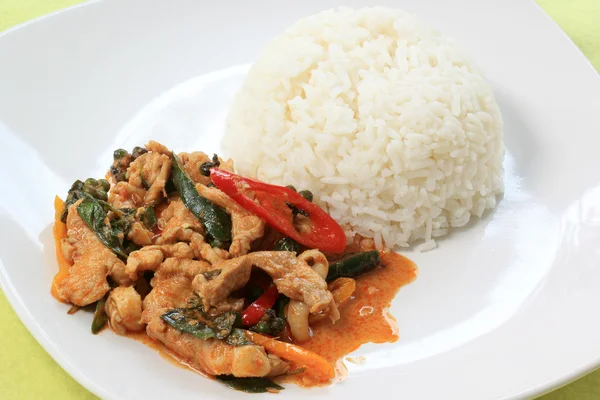 Kyckling panang curry med ris — Stockfoto