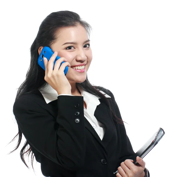 Business woman talking mobile phone — Stock Photo, Image