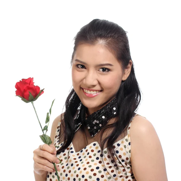 Donna con rosa — Foto Stock