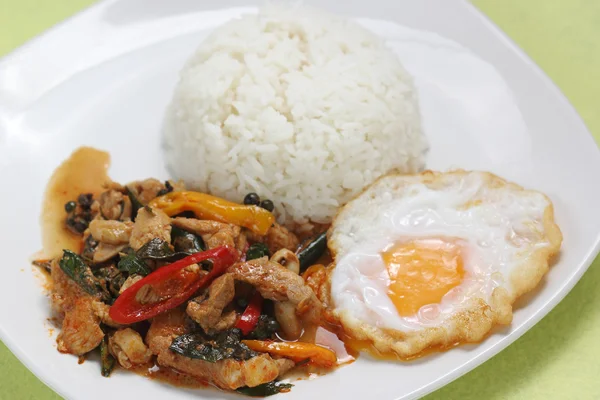 Kuřecí panang kari s rýží — Stock fotografie