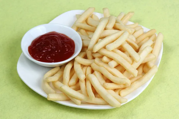 Potatoes fries with ketchup — Stock Photo, Image