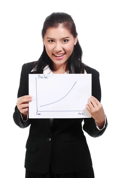 Mujer de negocios sonriendo feliz éxito — Foto de Stock