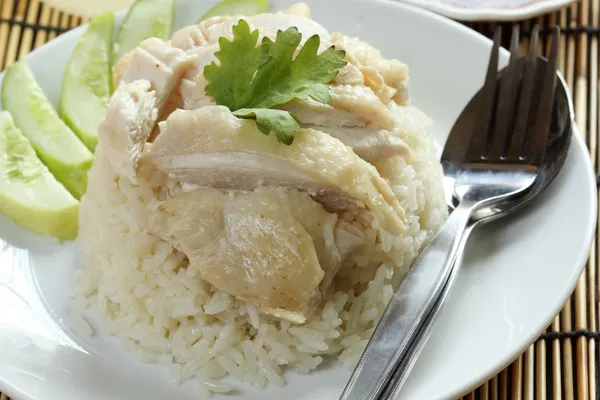 Pollo al vapor con arroz — Foto de Stock