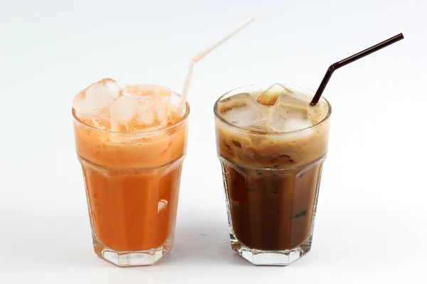 Thai Ice Tea leite e café gelado — Fotografia de Stock