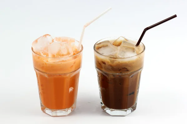 Thai Eistee Milch und Eiskaffee lizenzfreie Stockbilder