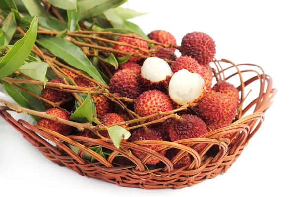 Fresh lychee fruit in basket — Stock Photo, Image