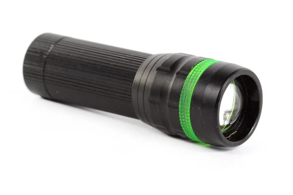 Black plastic flashlight — Stock Photo, Image