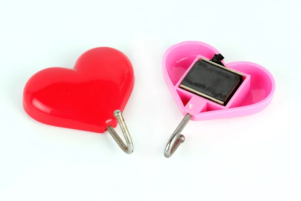 Roze en rood magneten harten — Stockfoto