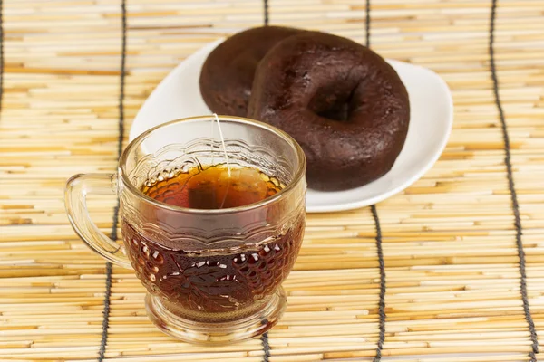 Donut and hot Tea — Stock Photo, Image