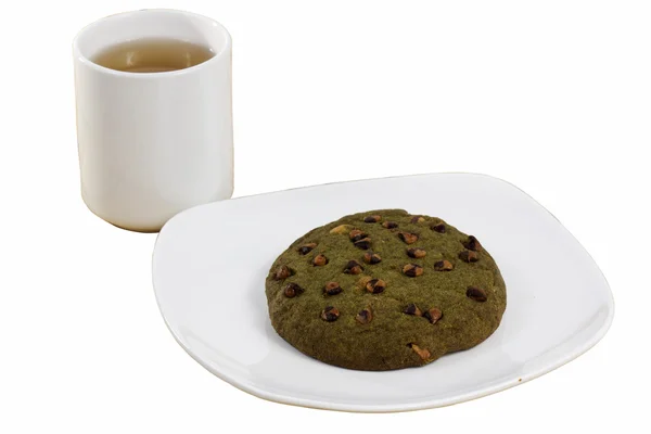 Yeşil çay çerez ile sıcak çay servisi — Stok fotoğraf