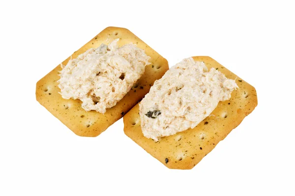 Tuna spread biscuit — Stock Photo, Image