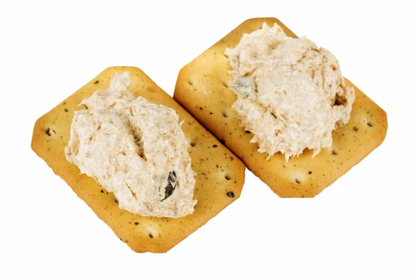 Tuna spread biscuit — Stock Photo, Image