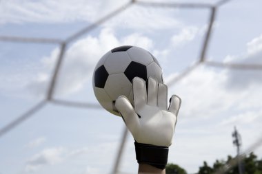 ulaşan ayak topu kaleci 's hands 