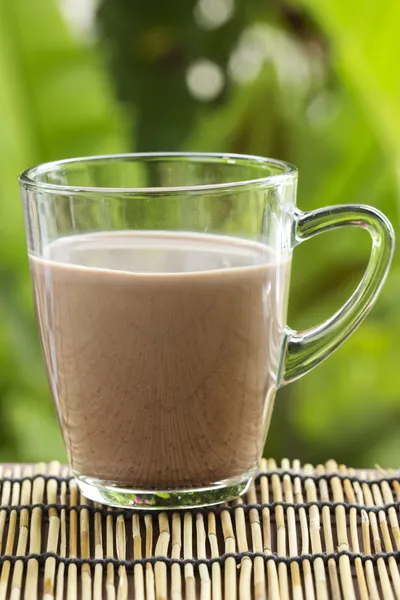 Verse chocolade melk in een glas — Stockfoto