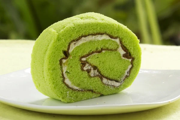 Tranche Roll pandan gâteau aromatisé — Photo