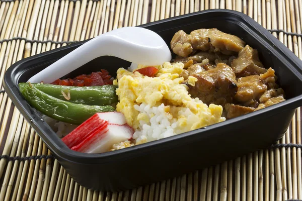 Chicken Toriyaki rice in plastic box — Stock Photo, Image