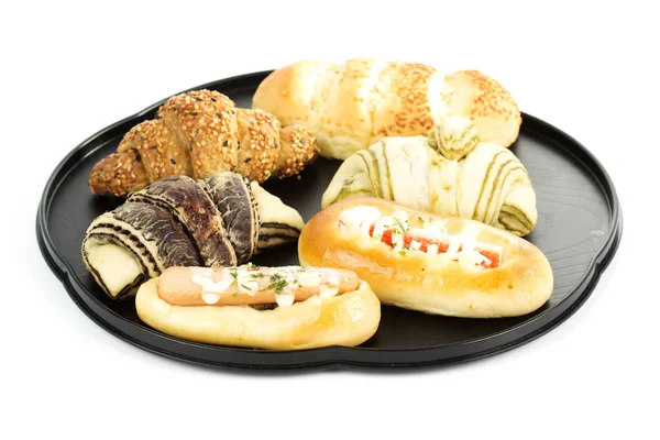 Gruppe von Croissant und Brot — Stockfoto