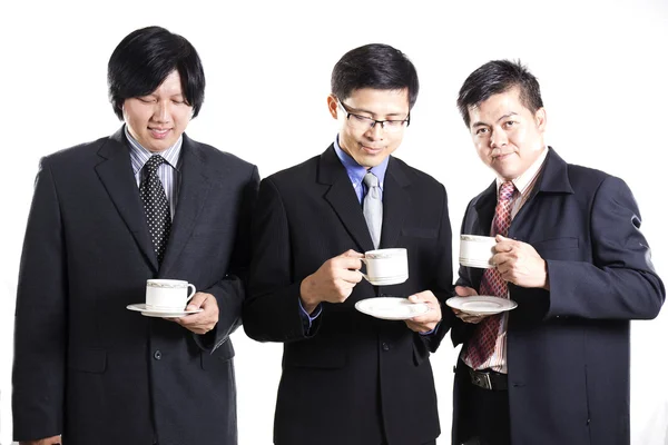 Three Asian business man with coffee break — Stock Photo, Image
