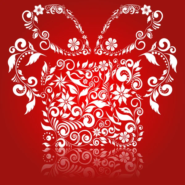 Cadeau de motifs sur fond rouge — Image vectorielle