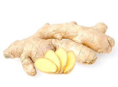 Beyaz bir arka plan üzerinde zencefil