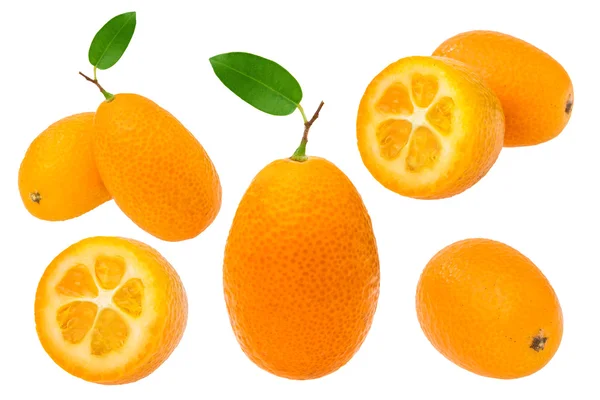 Kumquat citrinos closeup em branco — Fotografia de Stock