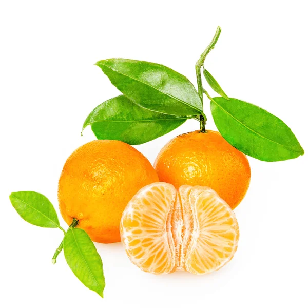 Tangerine with segments on a white background reduce — Stock Photo, Image