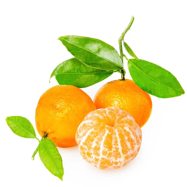 Tangerine with segments on a white background reduce — Stock Photo, Image