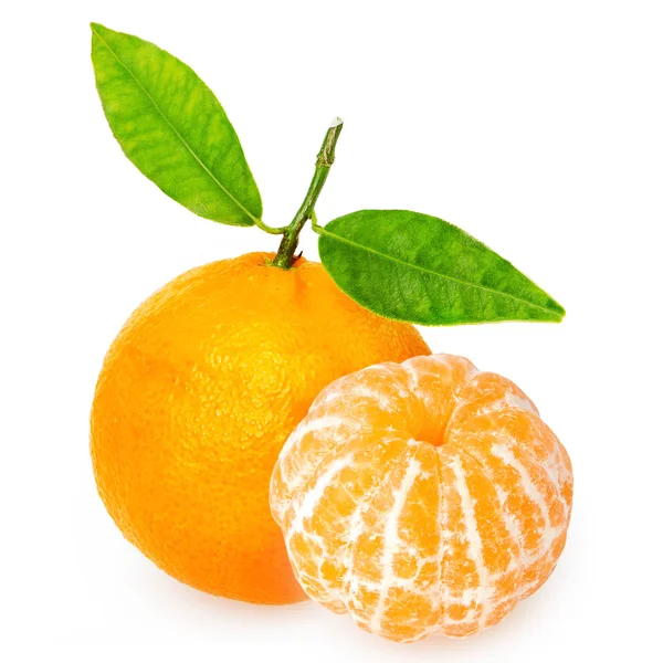 Tangerine with segments on a white background reduce — Stock Photo, Image